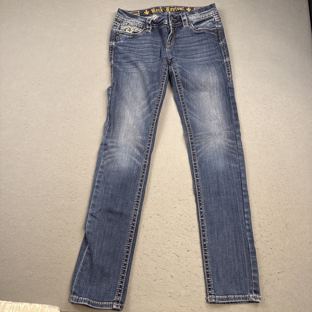 Rock Revival JEANS Womens 28/30 SKINNY Y2K Stretch THICK STITCH - Picture 3 of 10